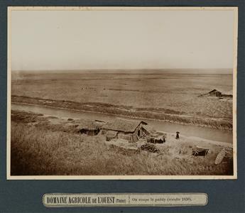 (VIETNAM--AGRICULTURE) Album entitled Domaine Agricole de lOuest, Bloc de Thotnot, with 16 photographs of rice paddies.